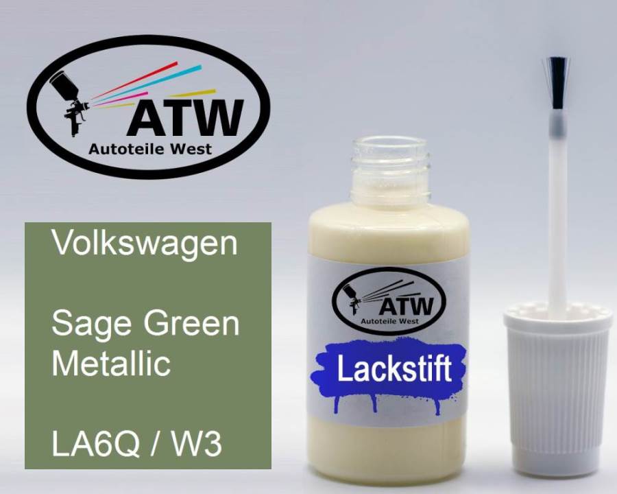 Volkswagen, Sage Green Metallic, LA6Q / W3: 20ml Lackstift, von ATW Autoteile West.